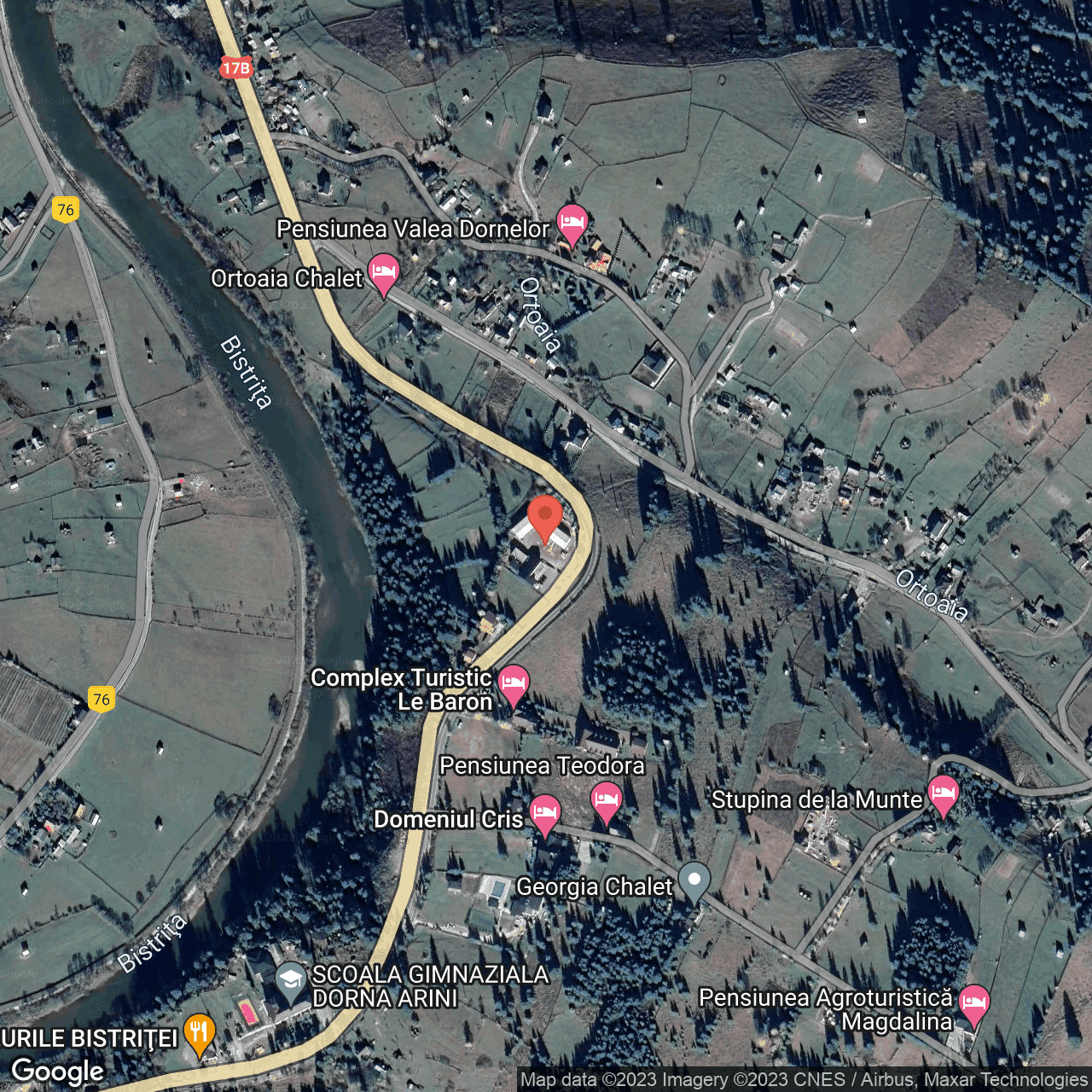 Poza harta hybrid, zoom 16, adresa Dorna-Arini, sat Ortoaia, nr. 76, , judetul