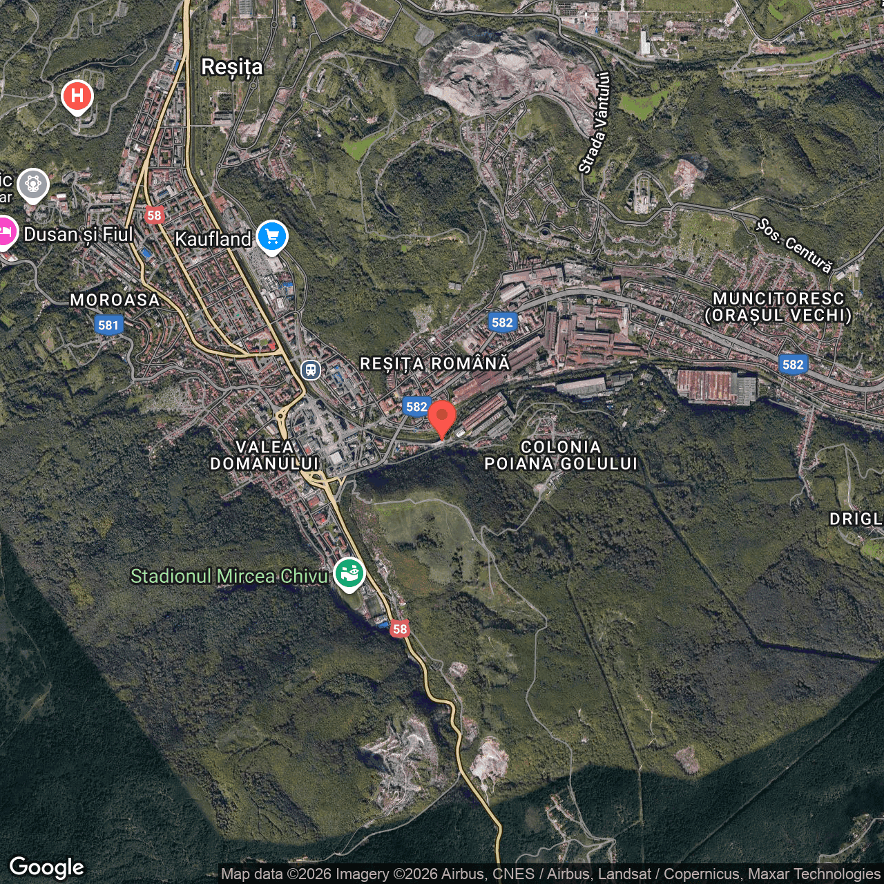 Poza harta hybrid, zoom 14, adresa Resita Caras-Severin, , judetul