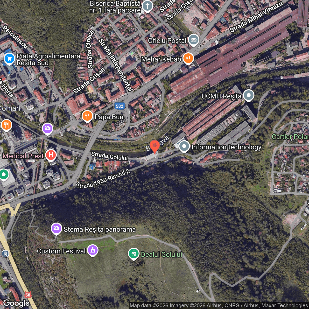 Poza harta hybrid, zoom 16, adresa Resita Caras-Severin, , judetul