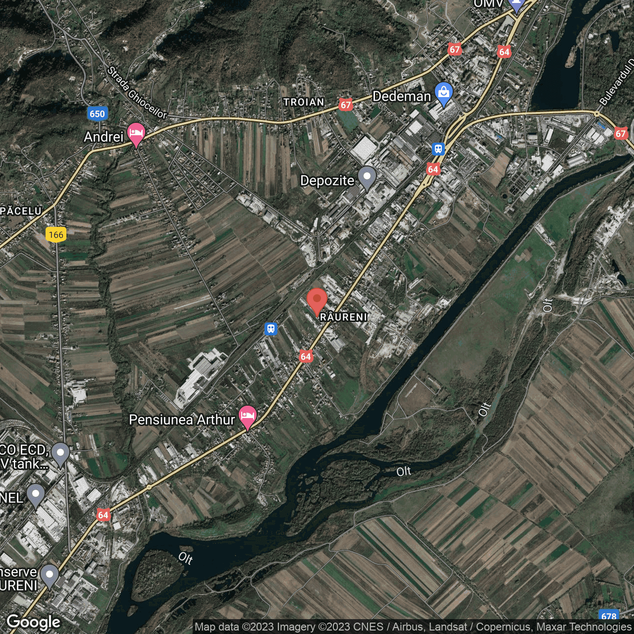Poza harta hybrid, zoom 14, adresa Ramnicu Valcea Strada Raureni 126, , judetul