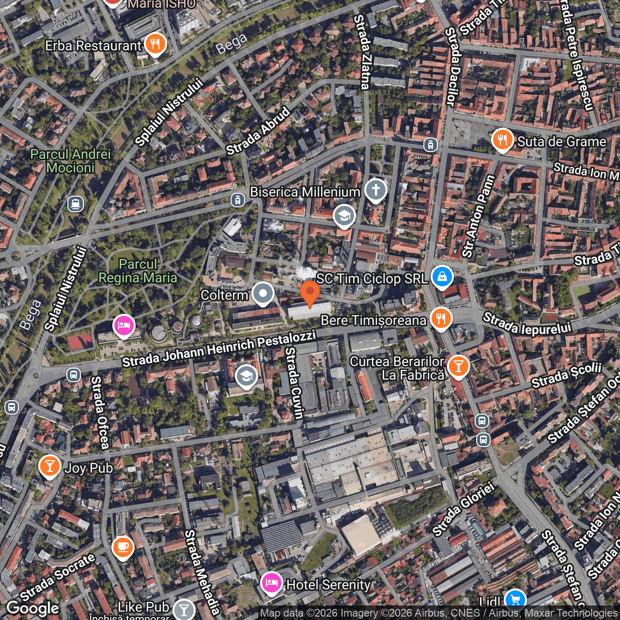 Poza harta hybrid, zoom 16, adresa strada J. H. Pestalozzi 3 Timisoara, , judetul