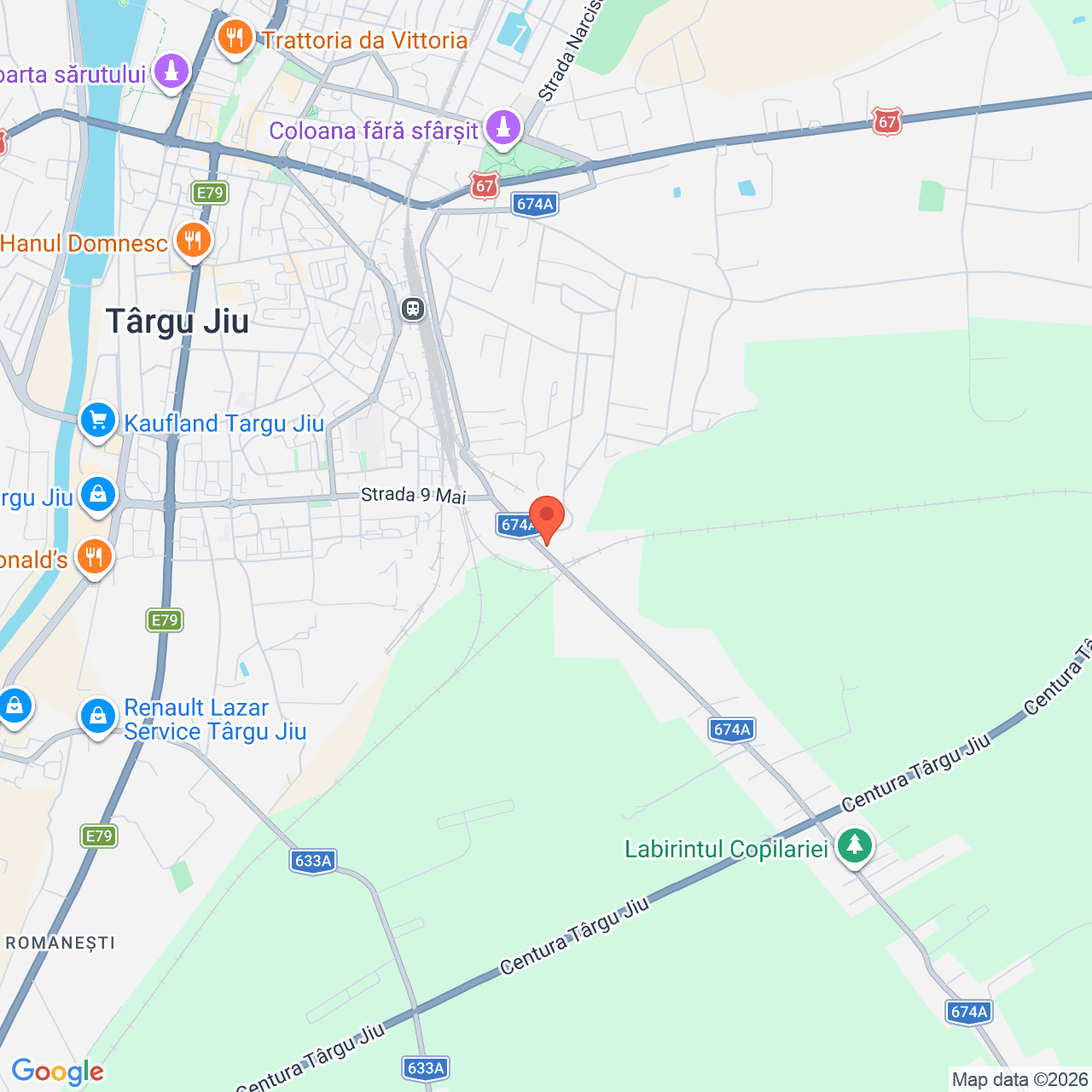 Poza harta streetview, zoom 14, adresa Targu Jiu, str. Ana Ipătescu, nr. 105, , judetul