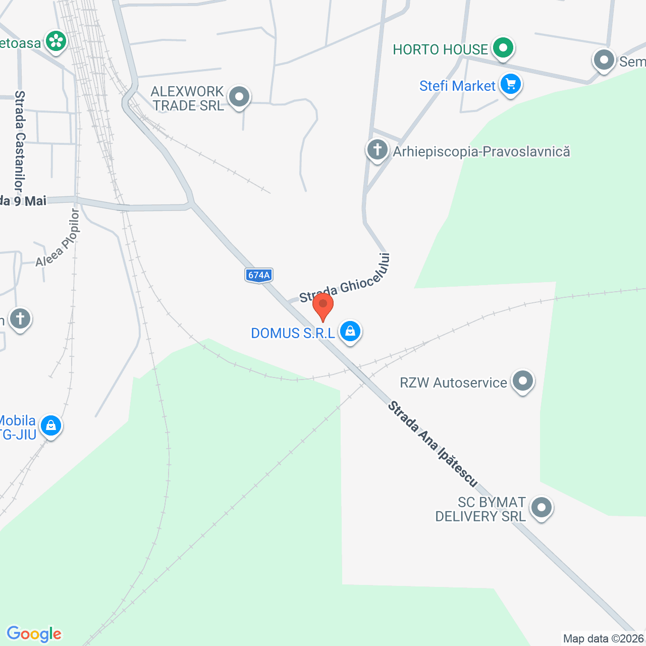 Poza harta streetview, zoom 16, adresa Targu Jiu, str. Ana Ipătescu, nr. 105, , judetul