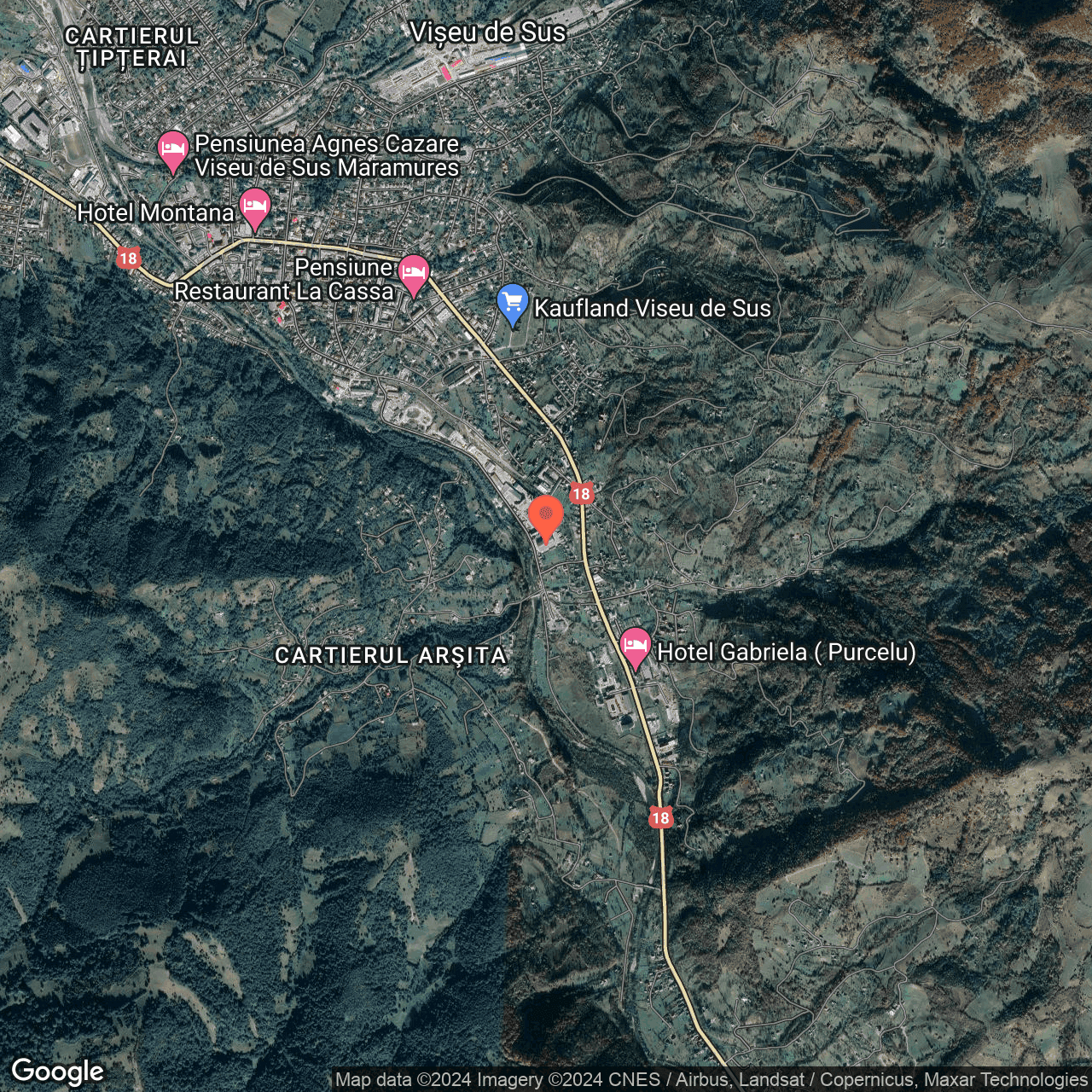 Poza harta hybrid, zoom 14, adresa Vișeu de Sus, Str. Mioriței nr. 5, , judetul