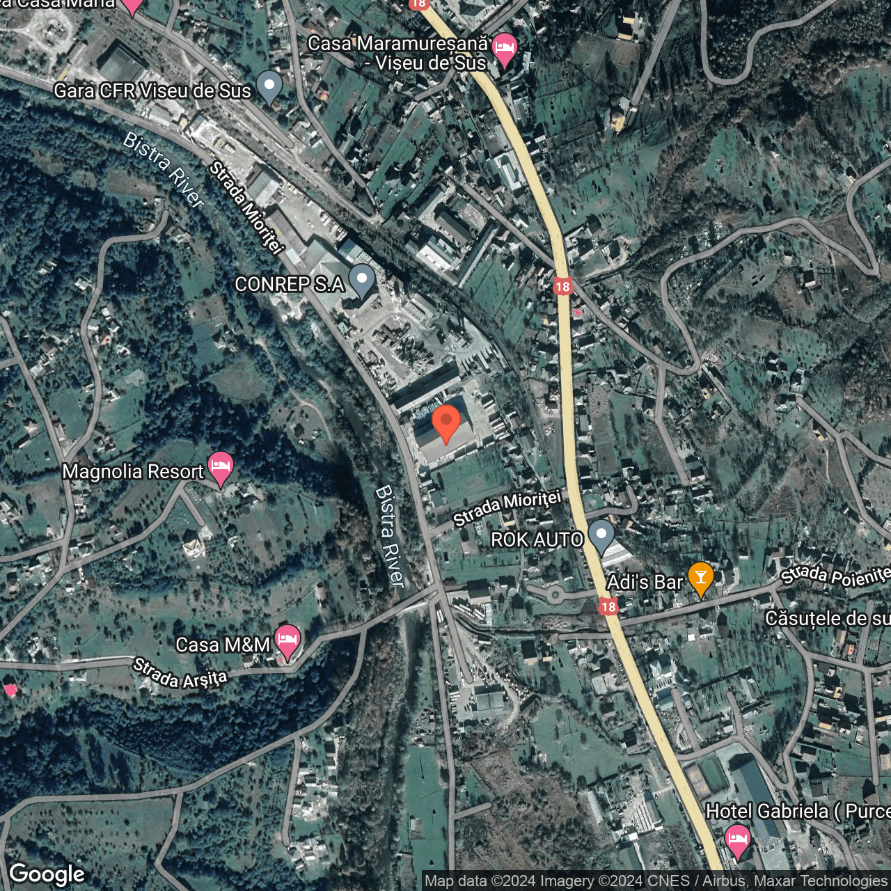 Poza harta hybrid, zoom 16, adresa Vișeu de Sus, Str. Mioriței nr. 5, , judetul