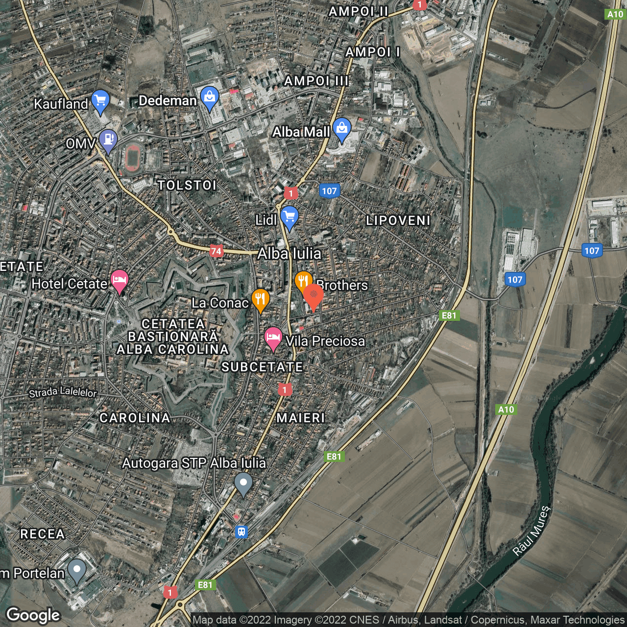 Poza harta hybrid, zoom 14, adresa Primăverii 5, Alba Iulia, judetul Alba