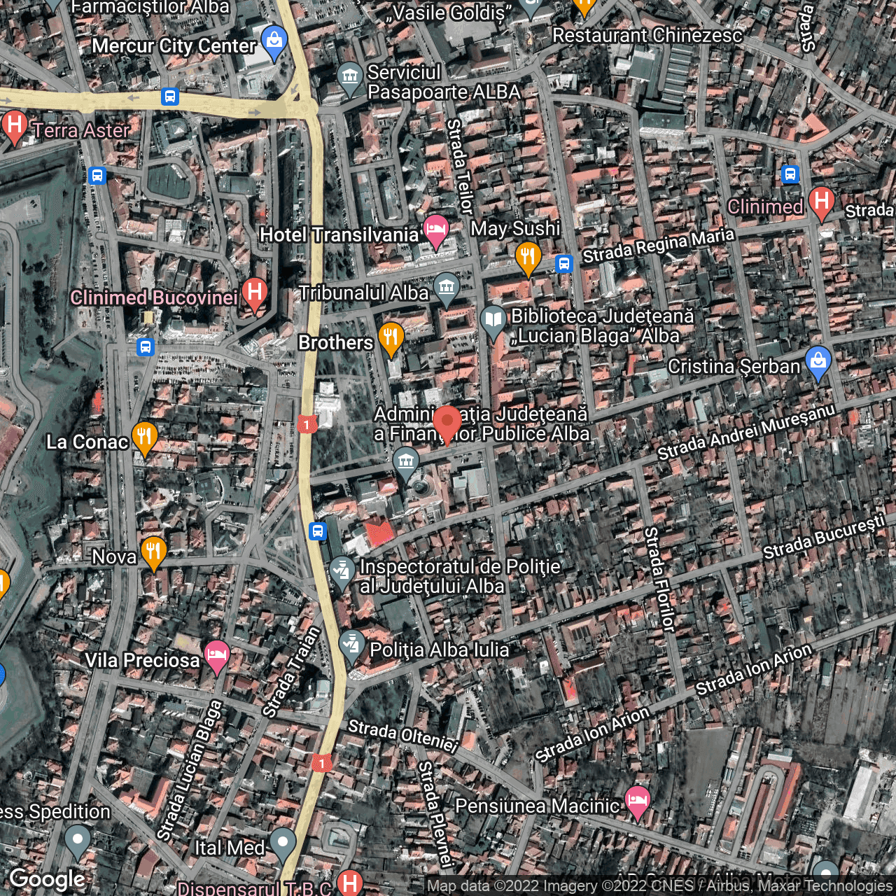 Poza harta hybrid, zoom 16, adresa Primăverii 5, Alba Iulia, judetul Alba