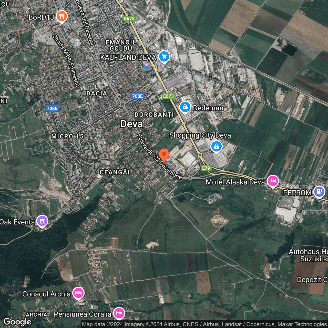 Poza harta hybrid, zoom 14, adresa Bulevardul 22 Decembrie Deva, , judetul