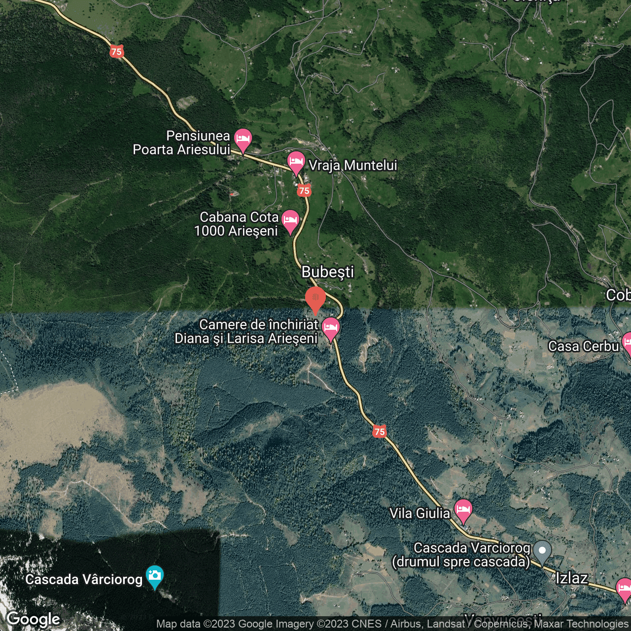 Poza harta hybrid, zoom 14, adresa Arieseni, , judetul