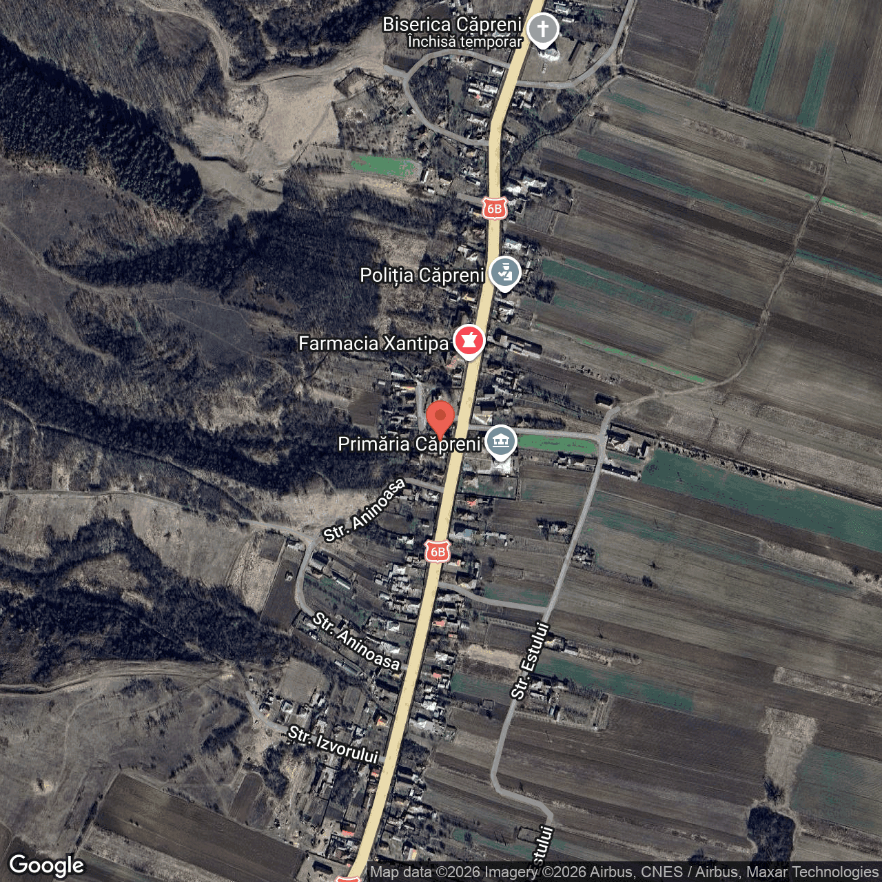 Poza harta hybrid, zoom 16, adresa Capreni, judet Gorj, , judetul