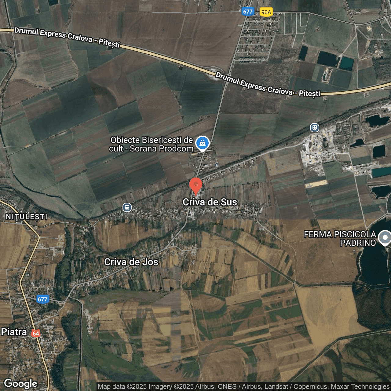 Poza harta hybrid, zoom 14, adresa Piatra-Olt, Sat Criva de Sus, , judetul