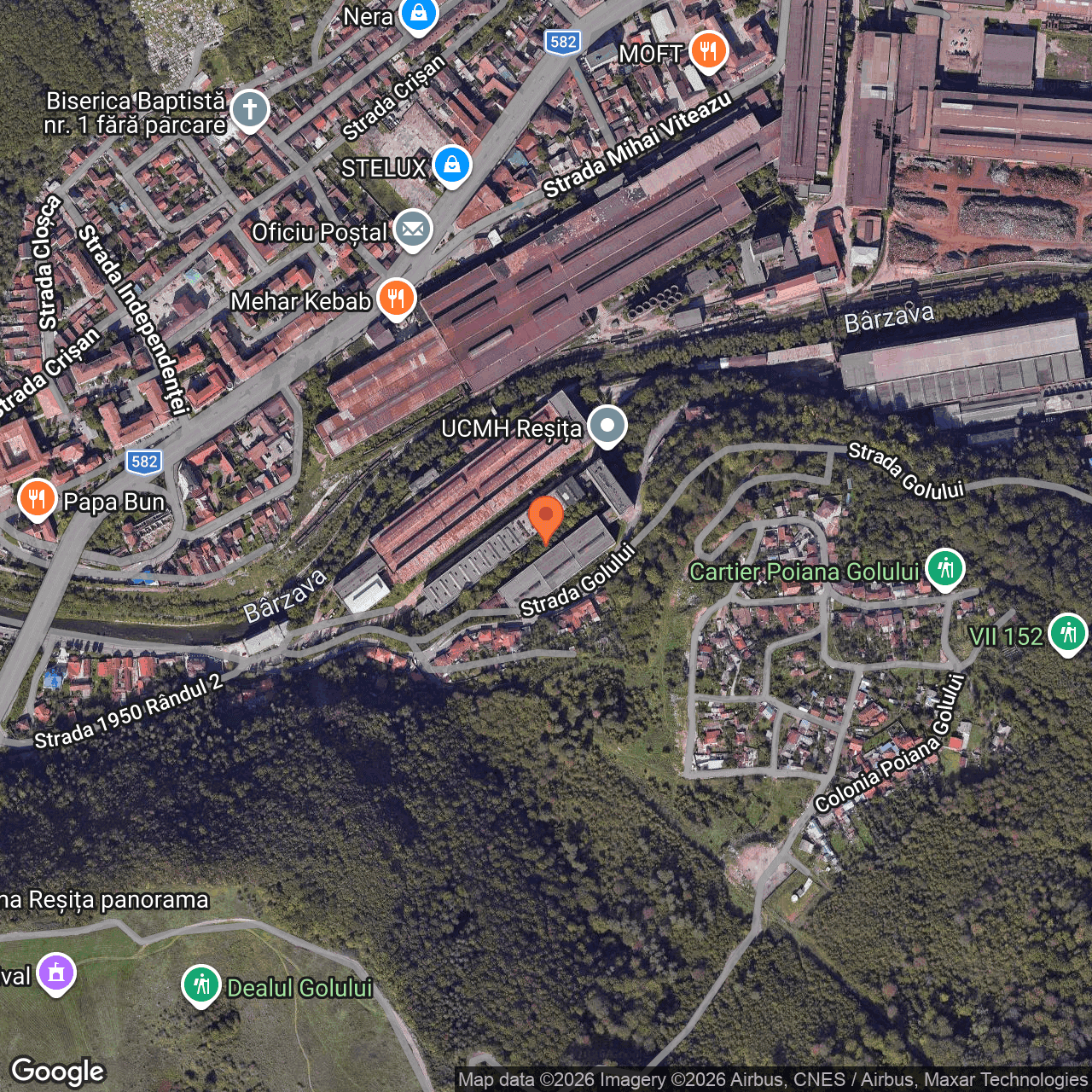 Poza harta hybrid, zoom 16, adresa Str. Golului nr.1, Reșița, jud. Caraș Severin, , judetul