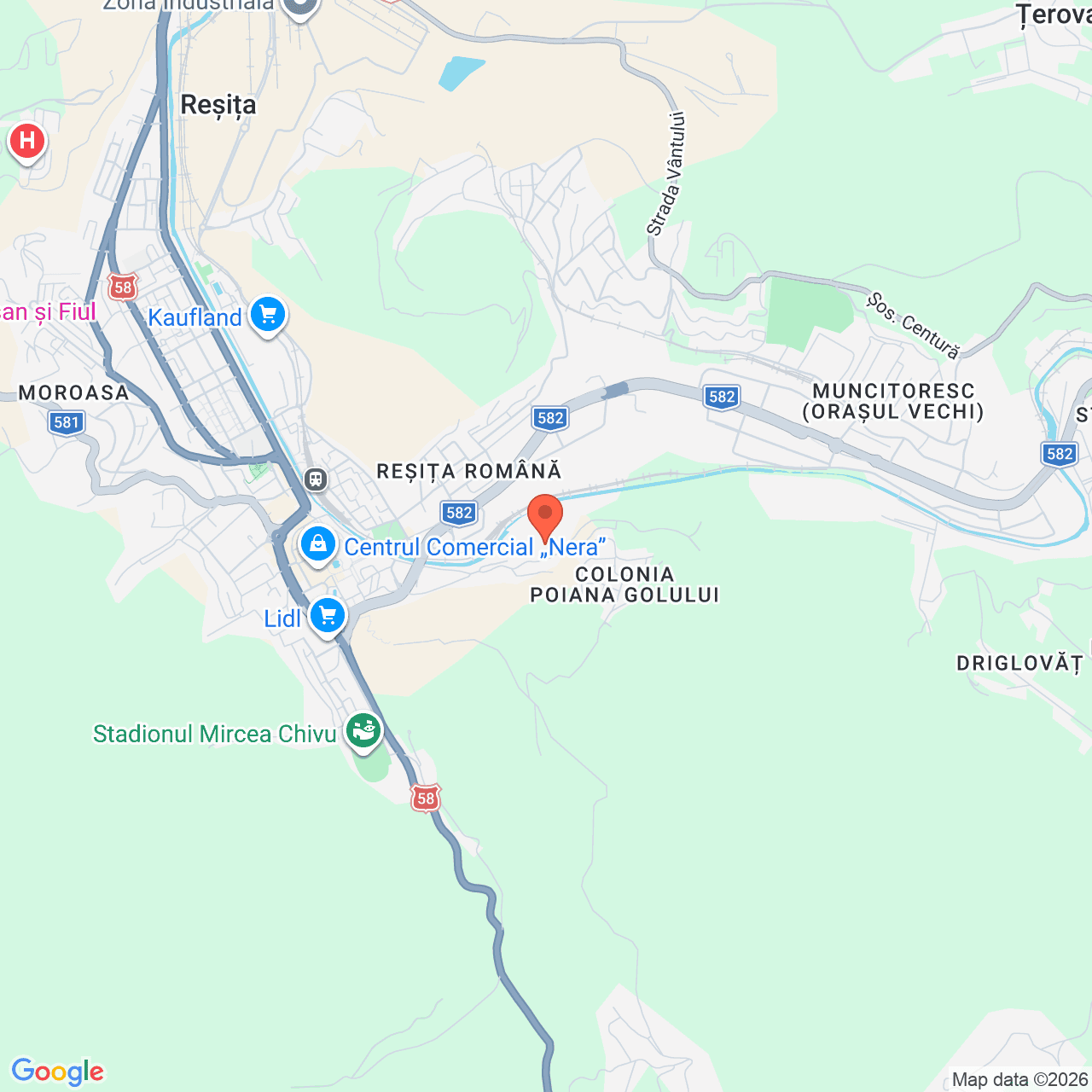 Poza harta streetview, zoom 14, adresa Str. Golului nr.1, Reșița, jud. Caraș Severin, , judetul