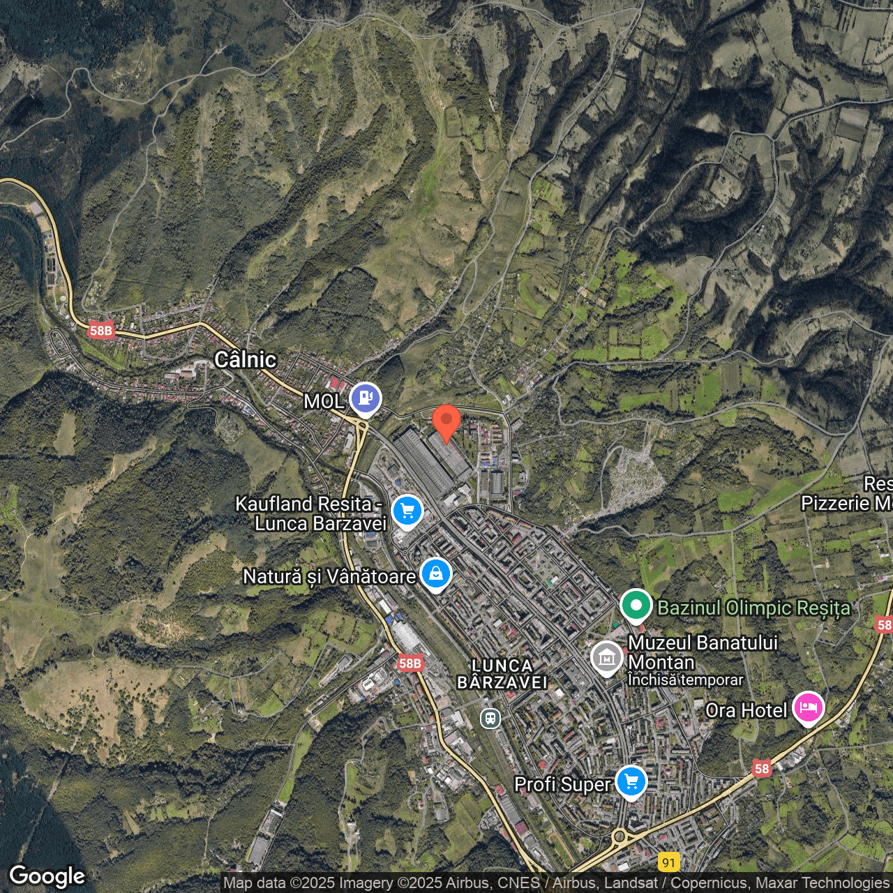 Poza harta hybrid, zoom 14, adresa str. Făgărașului nr. 12A, Reșița, , judetul