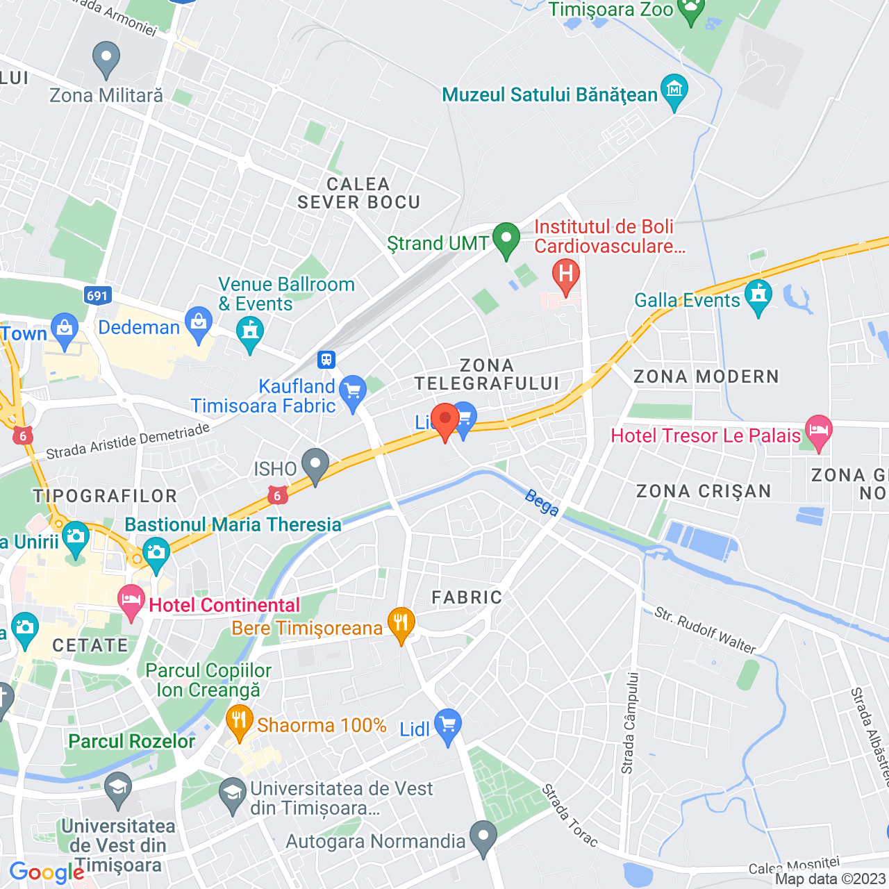 Poza harta streetview, zoom 14, adresa Timisoara Sp. Peneş Curcanul, nr.6, , judetul