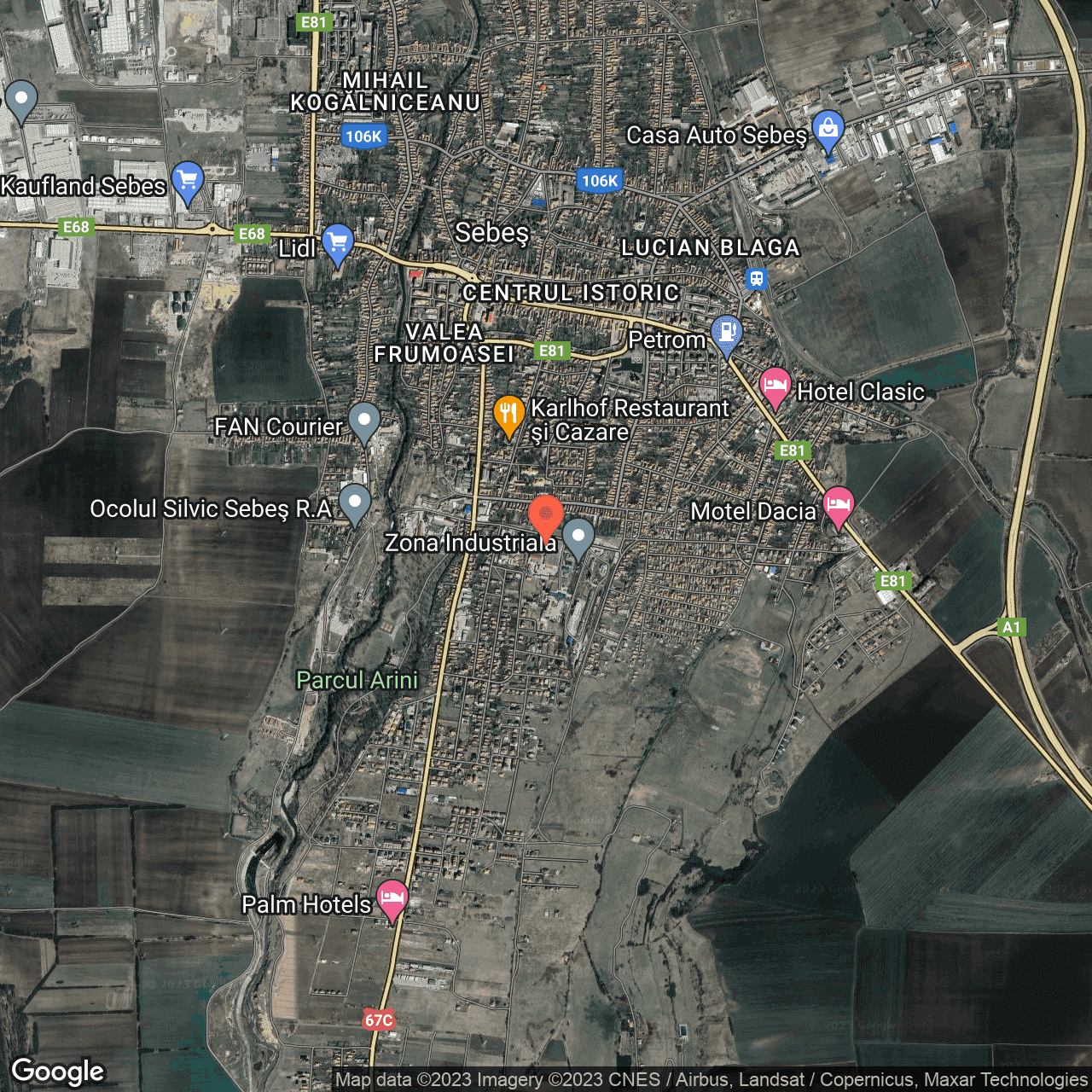 Poza harta hybrid, zoom 14, adresa Alunului 8 Sebes, , judetul