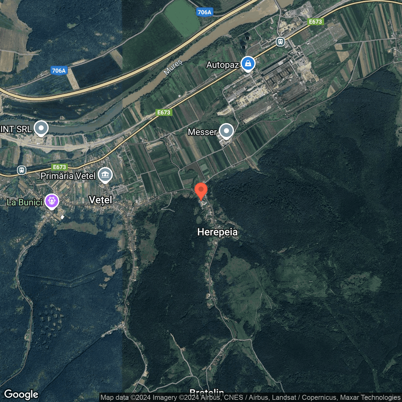 Poza harta hybrid, zoom 14, adresa Vetel Hunedoara, , judetul