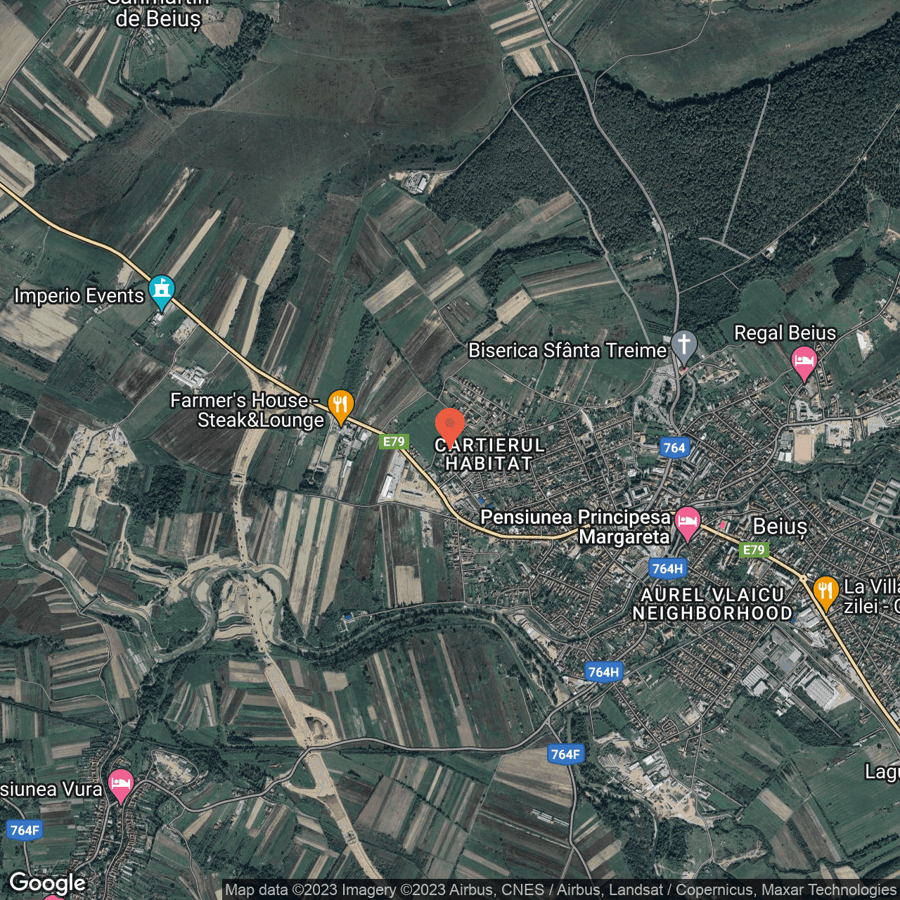 Poza harta hybrid, zoom 14, adresa Beius, str. Nicolae Iorga, nr. 1, , judetul