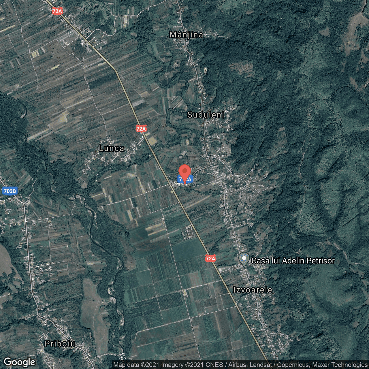 Poza harta hybrid, zoom 14, adresa Principala nr 338, Izvoarele, judetul Dambovita