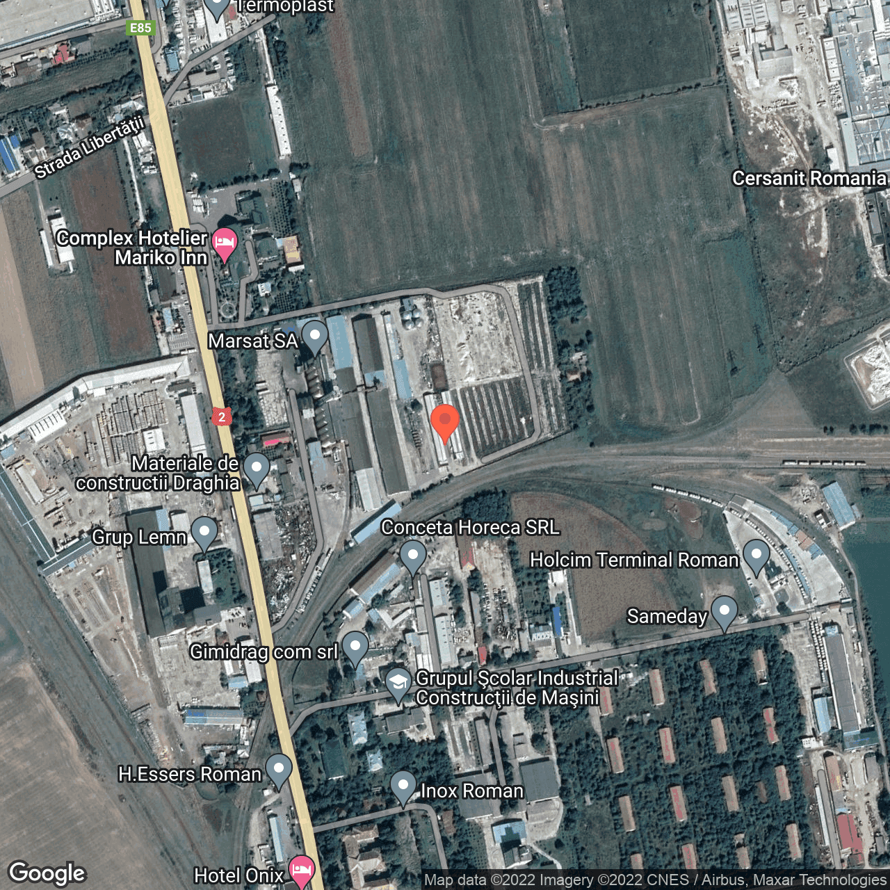 Poza harta hybrid, zoom 16, adresa Roman, judetul Neamt