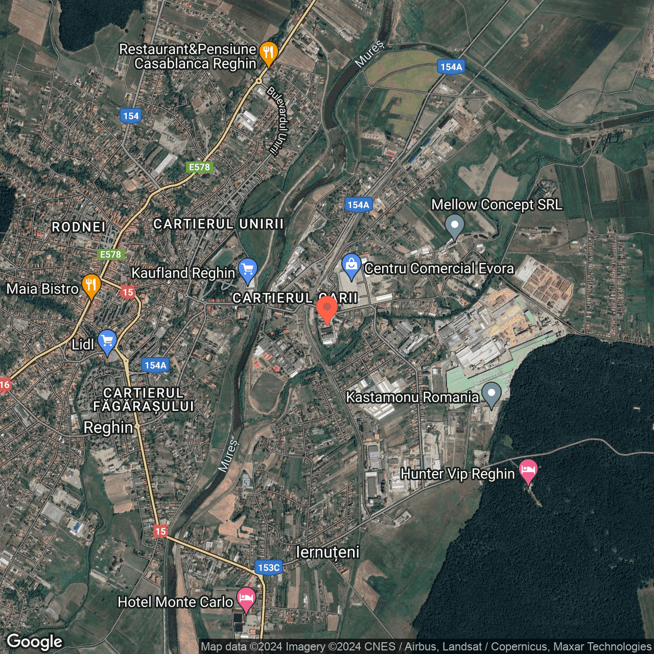 Poza harta hybrid, zoom 14, adresa Strada Axente Sever Reghin, , judetul