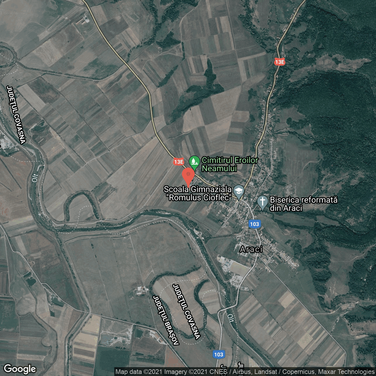 Poza harta hybrid, zoom 14, adresa Araci, judetul Covasna
