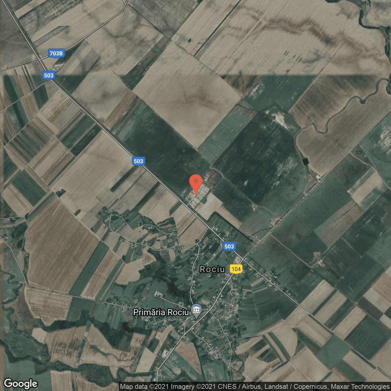 Poza harta hybrid, zoom 14, adresa Rociu, Rociu, judetul Arges