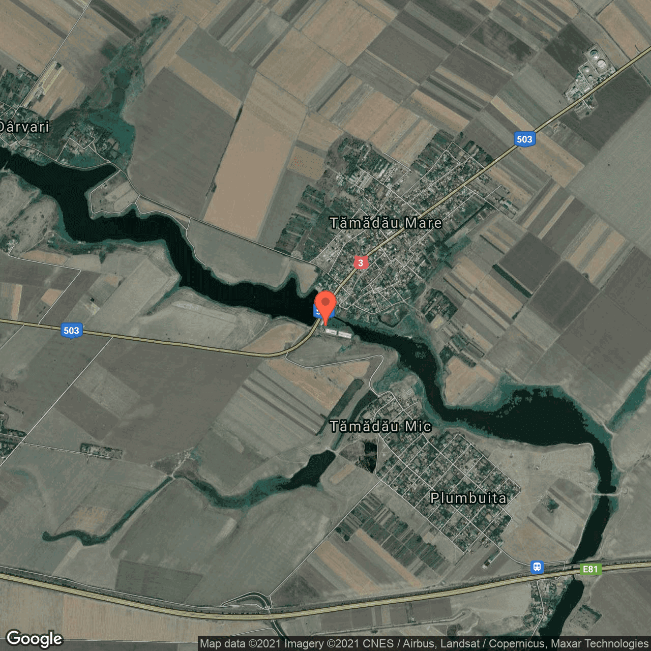 Poza harta hybrid, zoom 14, adresa Tamadau Mare, judetul Calarasi