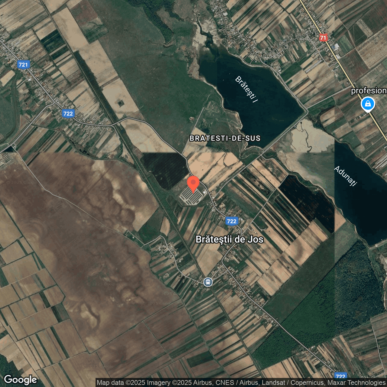 Poza harta hybrid, zoom 14, adresa Vacaresti, sat Bratestii de Jos, Dâmbovița, , judetul