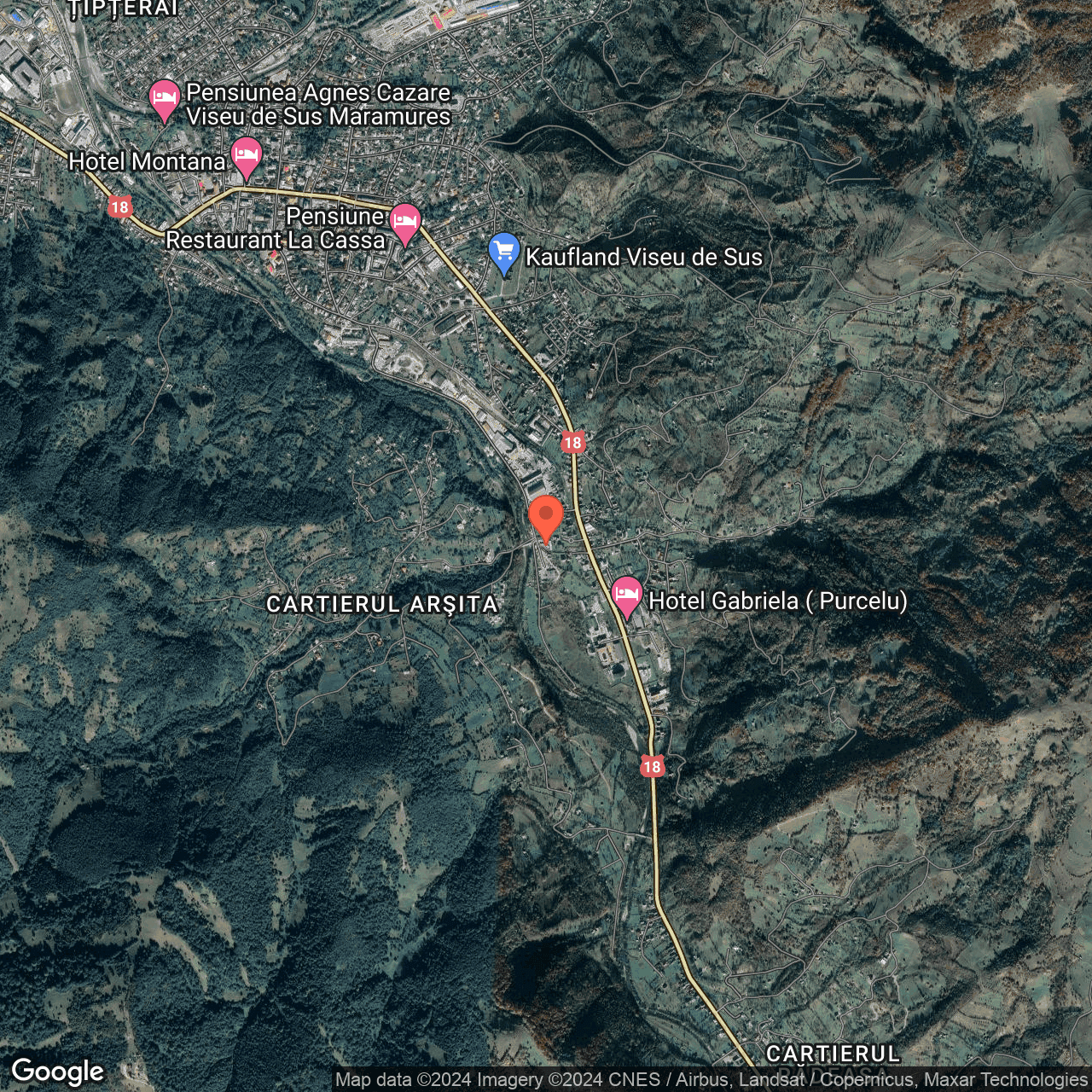 Poza harta hybrid, zoom 14, adresa Vișeu de Sus, Str. Mioriței nr. 14, , judetul