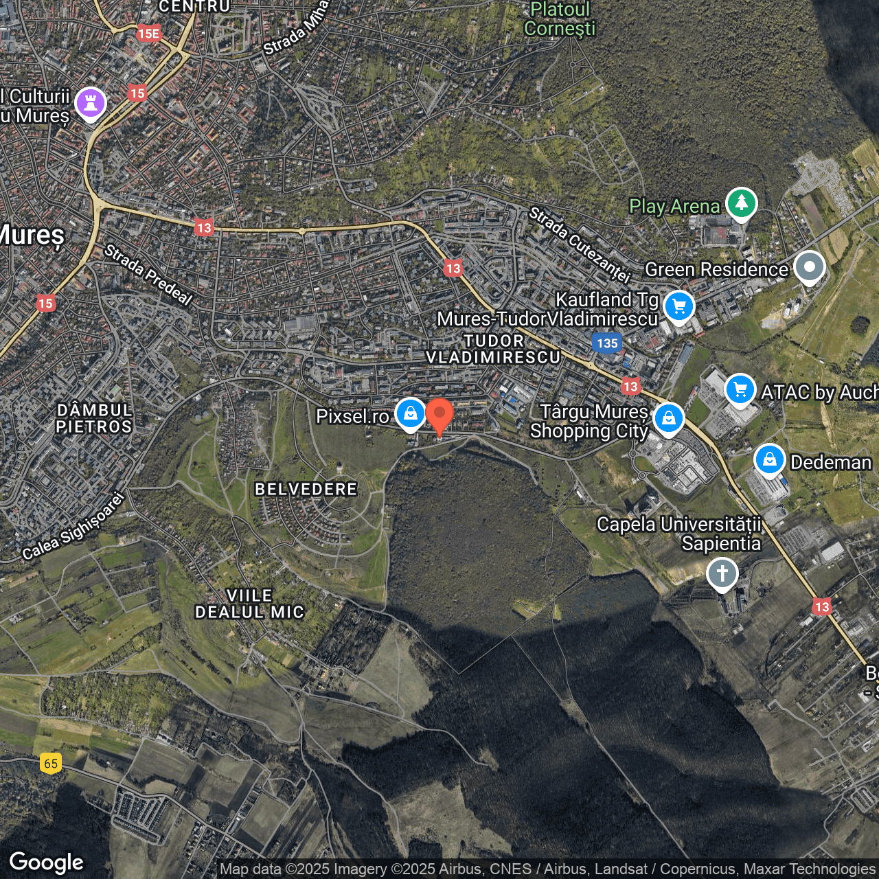 Poza harta hybrid, zoom 14, adresa Târgu Mureș, Calea Sighișoarei, nr. 84, , judetul