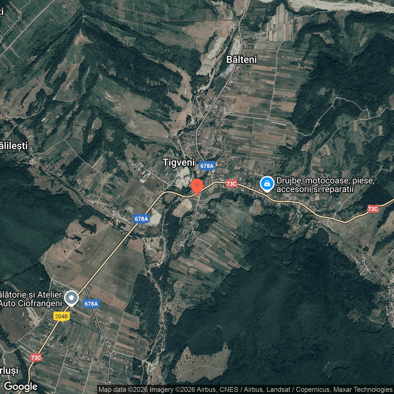 Poza harta hybrid, zoom 14, adresa Tigveni Arges, , judetul