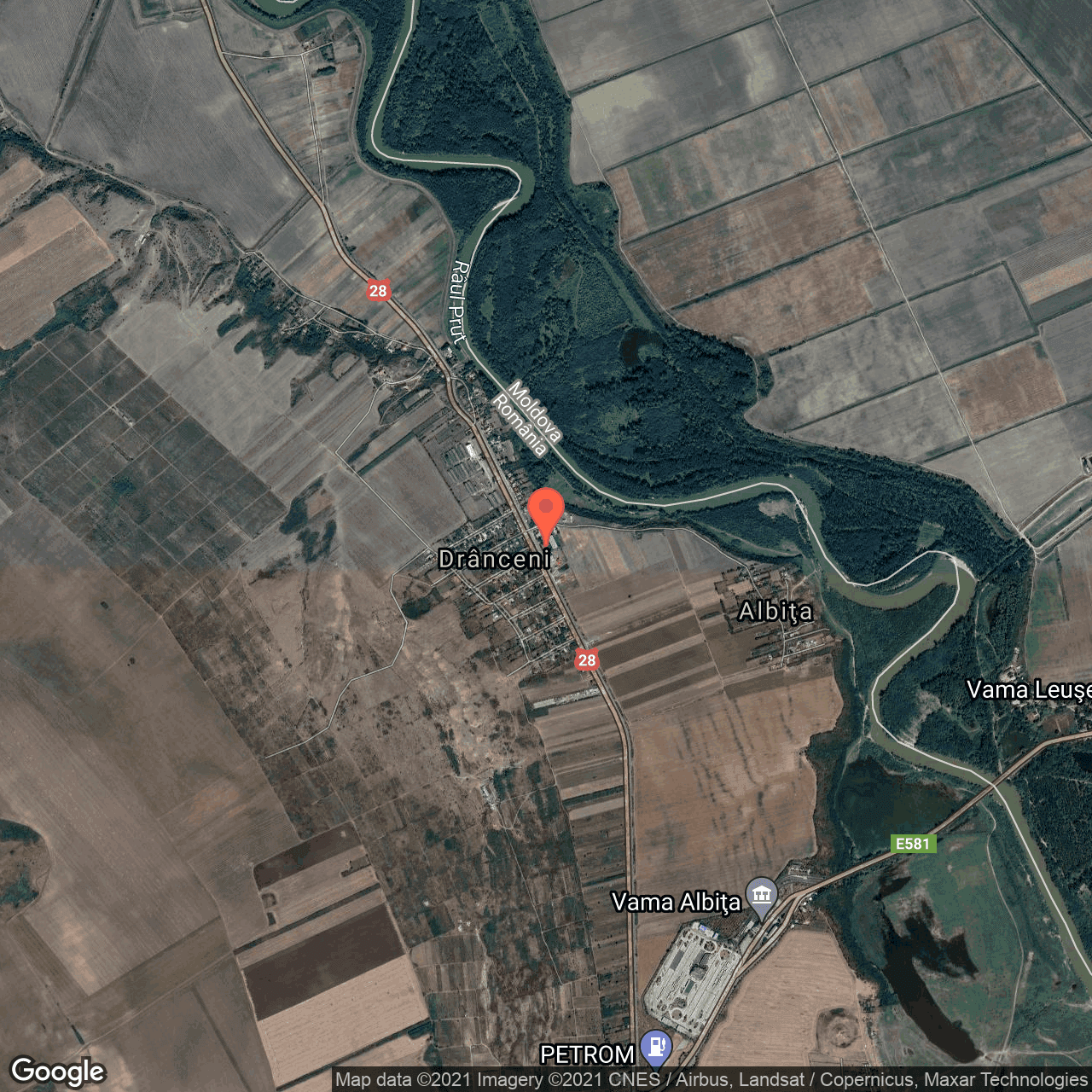 Poza harta hybrid, zoom 14, adresa Dranceni, judetul Vaslui