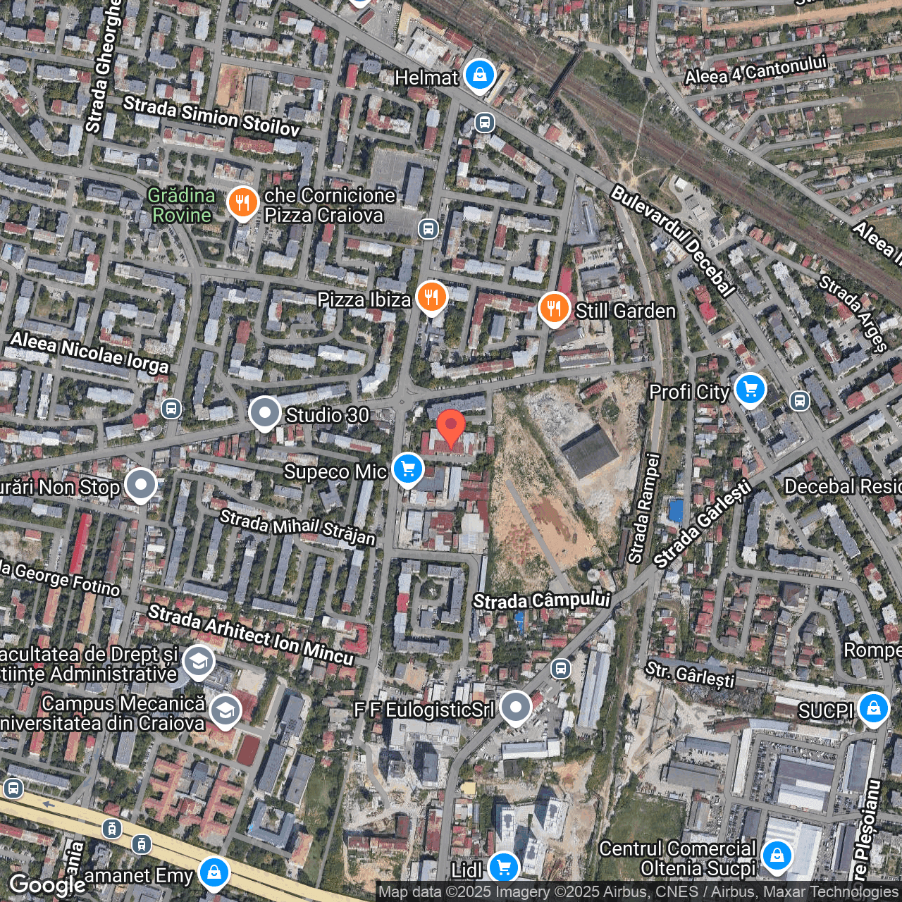 Poza harta hybrid, zoom 16, adresa Craiova, str. Traian Lalescu, nr. 17, , judetul