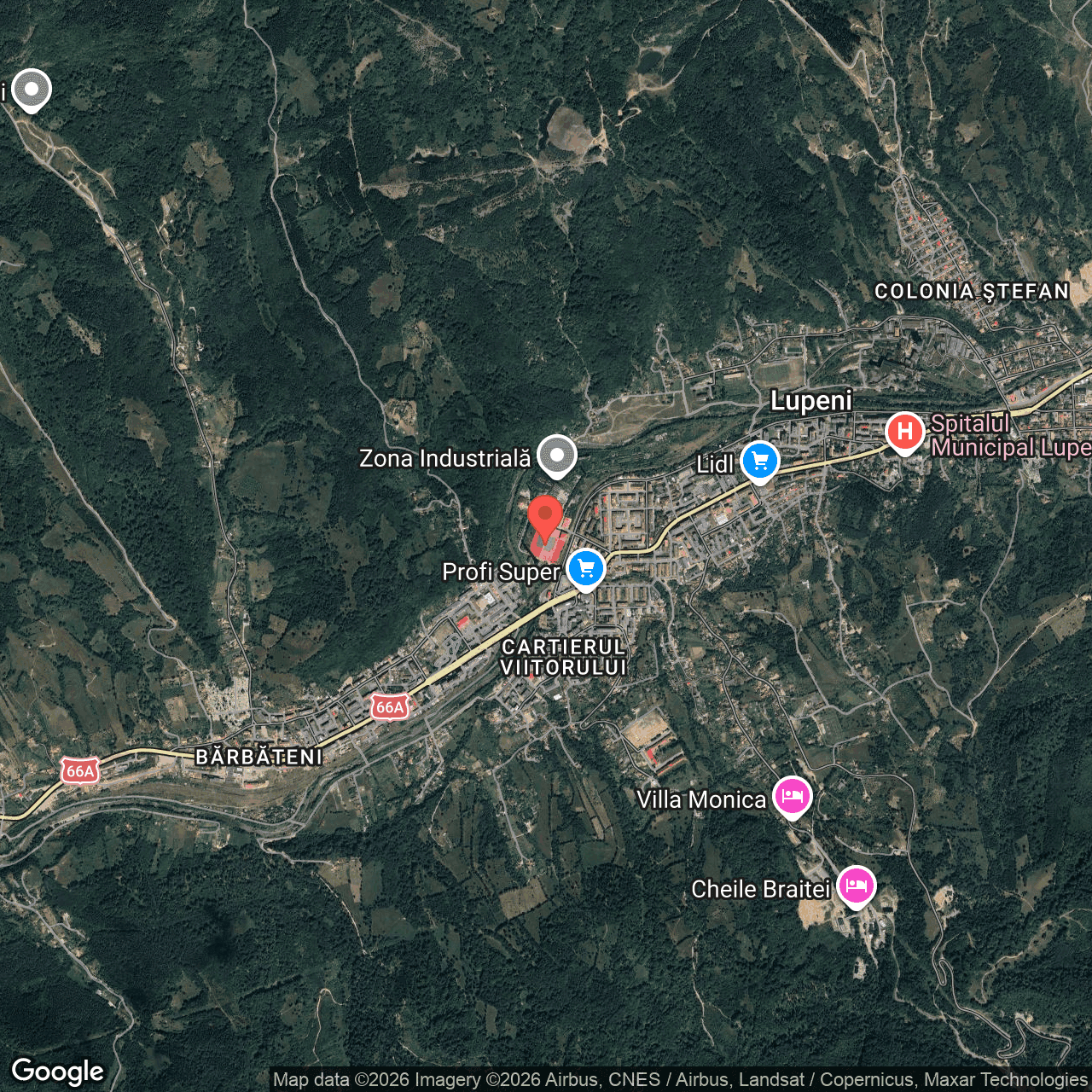 Poza harta hybrid, zoom 14, adresa Lupeni, Strada Bucura, , judetul