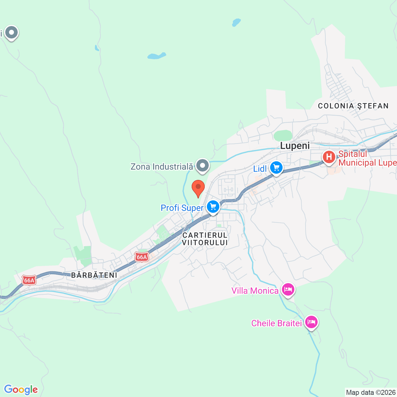 Poza harta streetview, zoom 14, adresa Lupeni, Strada Bucura, , judetul