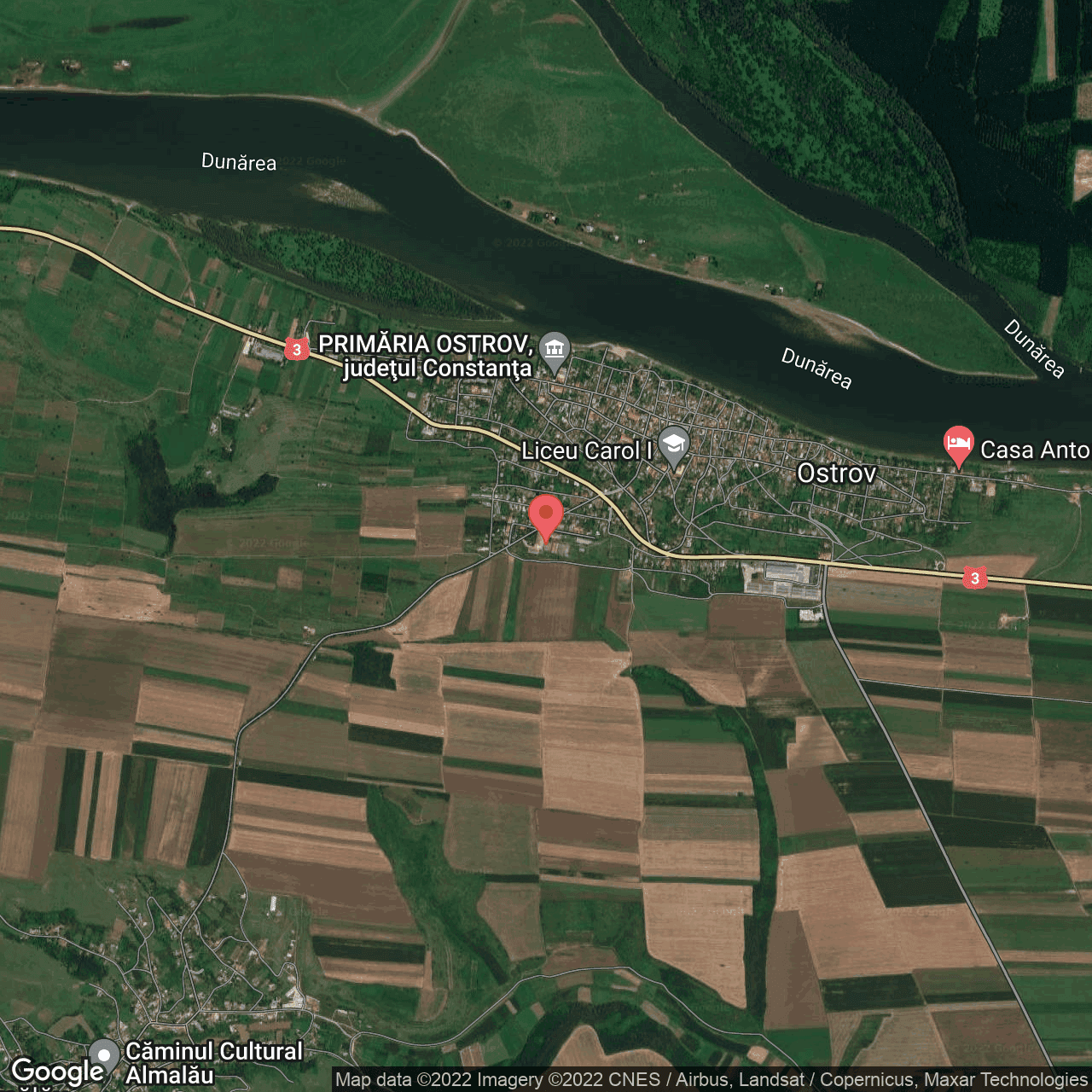 Poza harta hybrid, zoom 14, adresa Ostrov, Ostrov, judetul Constanta