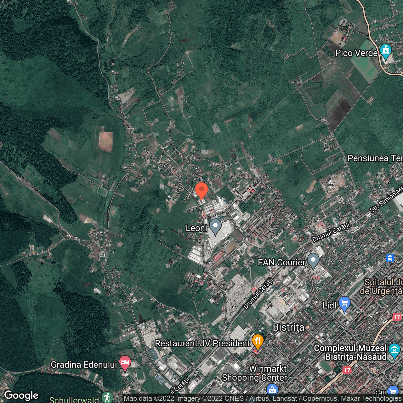 Poza harta hybrid, zoom 14, adresa Bistrita, judetul Bistrita Nasaud