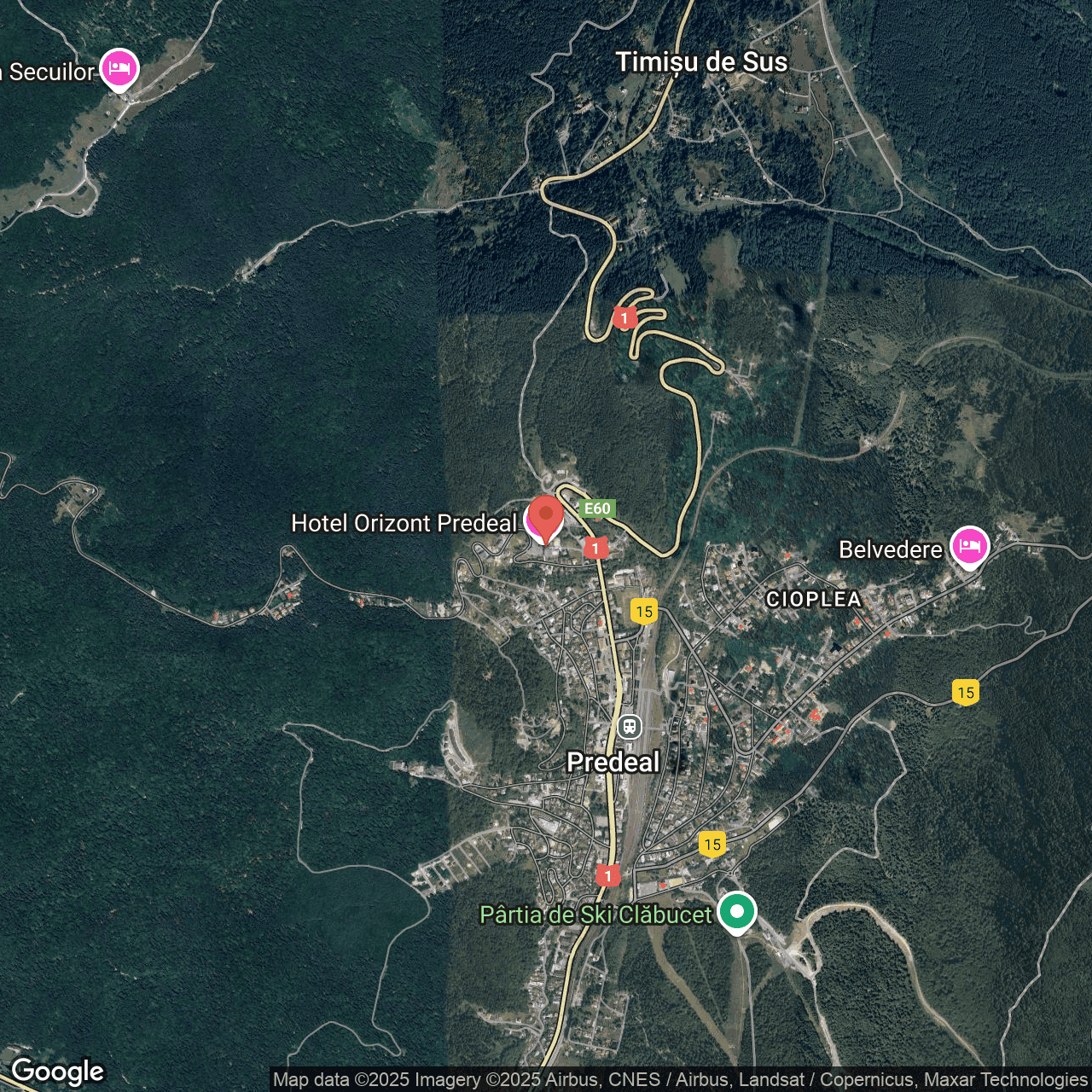 Poza harta hybrid, zoom 14, adresa Predeal, str. Trei Brazi nr.6, , judetul