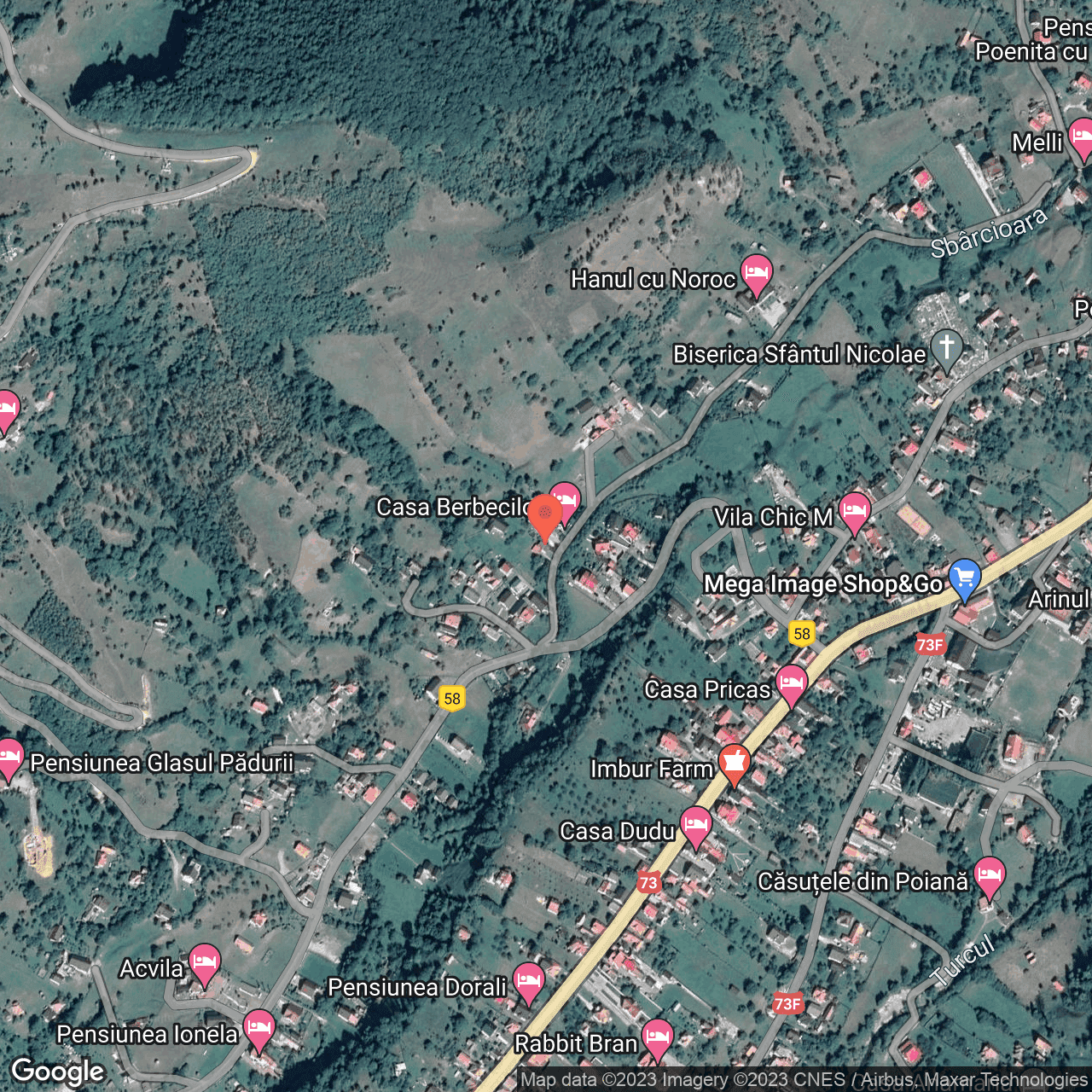 Poza harta hybrid, zoom 16, adresa Moieciu de Jos, str. Zbarcioara nr. 64C, , judetul