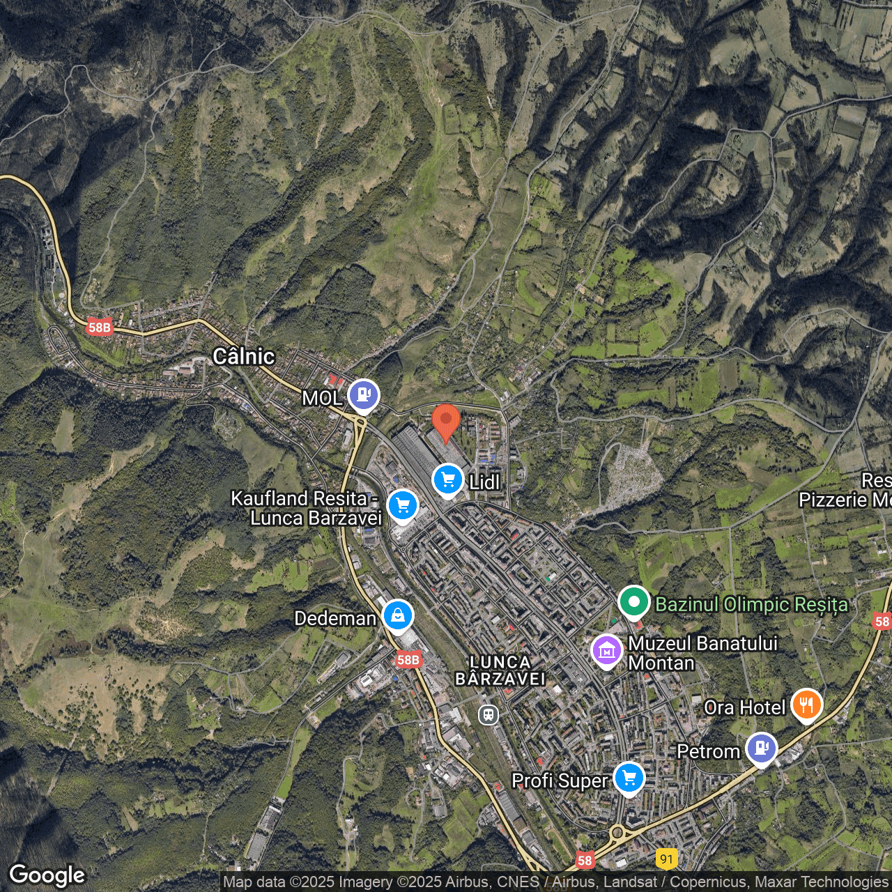 Poza harta hybrid, zoom 14, adresa Resita, , judetul