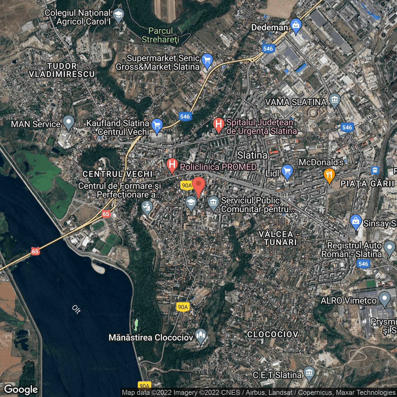Poza harta hybrid, zoom 14, adresa Aleea Bradului 6, Slatina, judetul Olt
