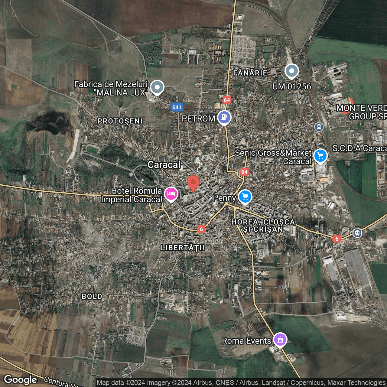 Poza harta hybrid, zoom 14, adresa Caracal, str. Piața Victoriei nr. 4, , judetul