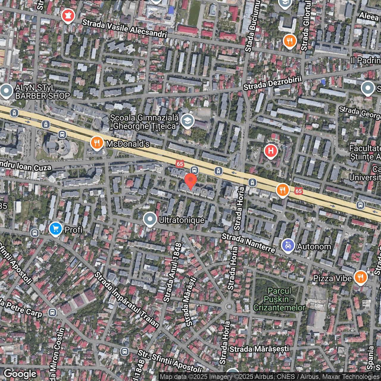 Poza harta hybrid, zoom 16, adresa Craiova, str. Calea Bucuresti, nr. 34, bl. A8, , judetul