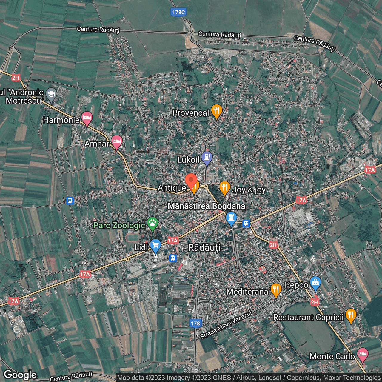 Poza harta hybrid, zoom 14, adresa Putnei 1 Rădăuți, , judetul