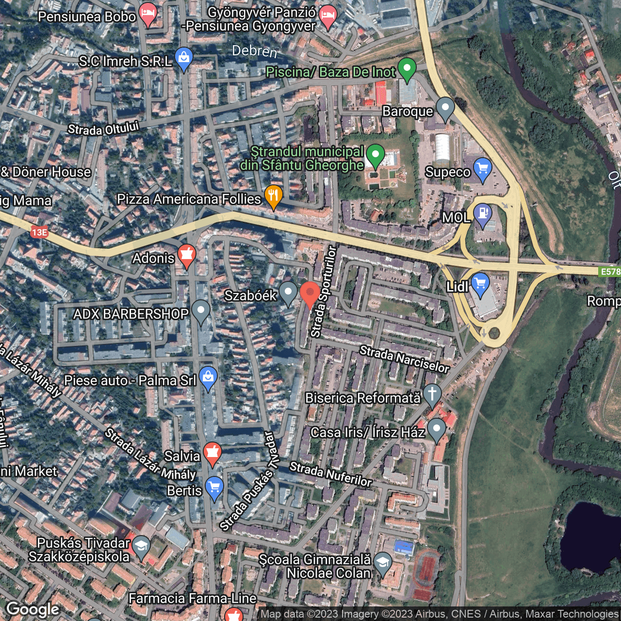 Poza harta hybrid, zoom 16, adresa Sfantu Gheorghe, str.Sporturilor, nr.10, , judetul