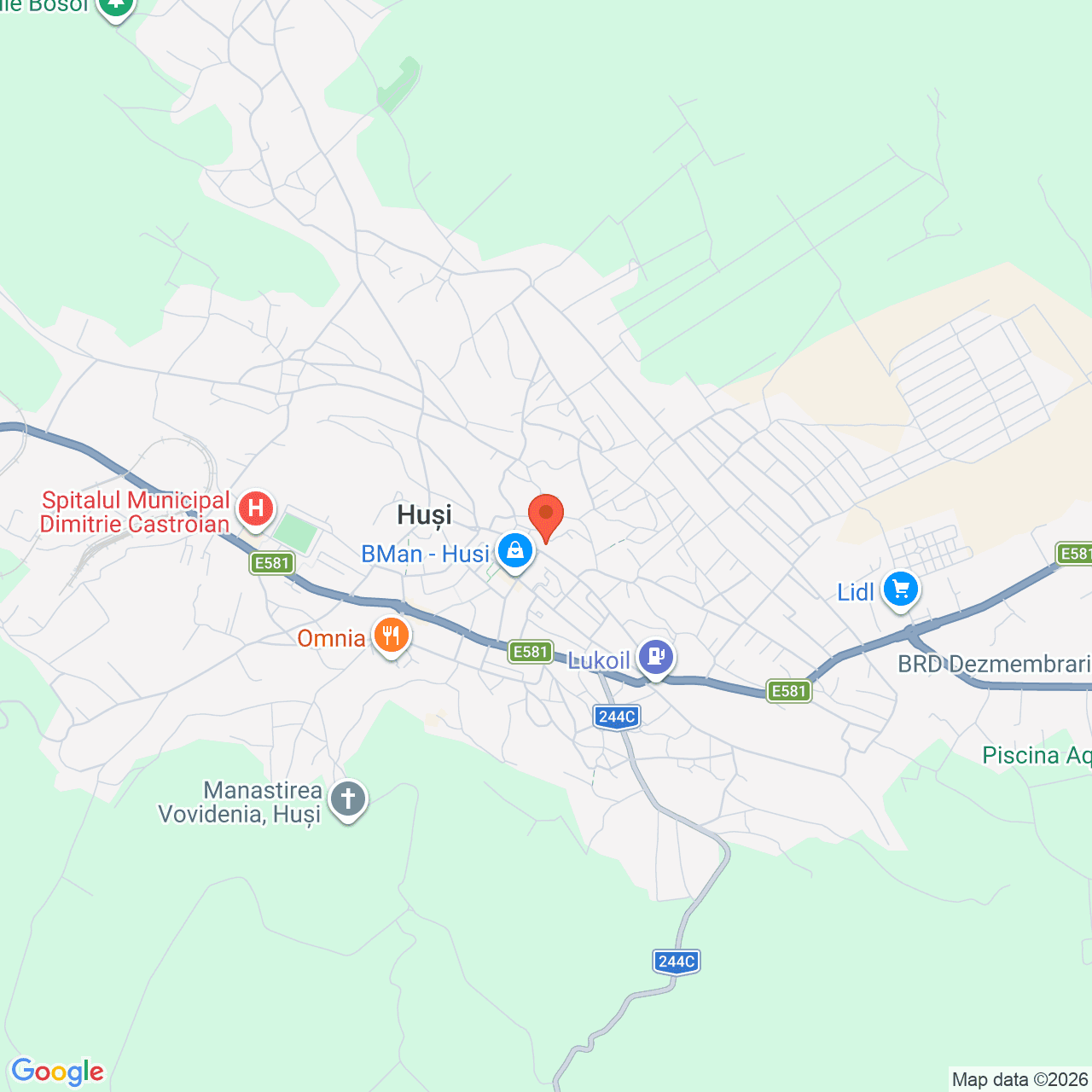 Poza harta streetview, zoom 14, adresa Strada Stefan Cel Mare nr. 79, Husi, Vaslui, , judetul