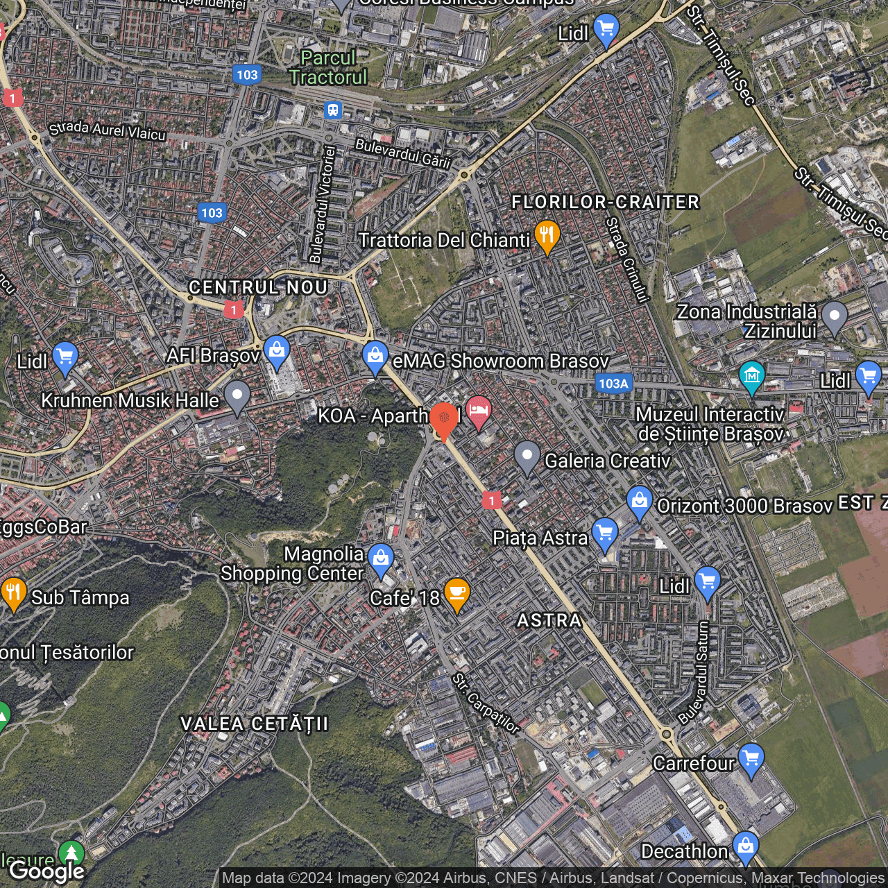 Poza harta hybrid, zoom 14, adresa Brașov, Calea București, nr. 16-18, , judetul