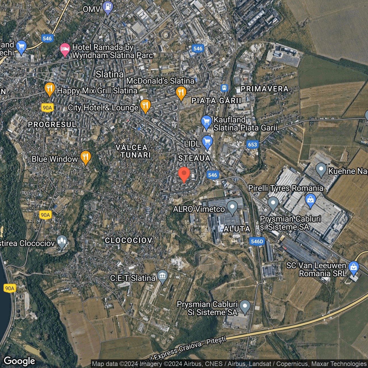 Poza harta hybrid, zoom 14, adresa Slatina, str. Plevnei, nr. 7, , judetul