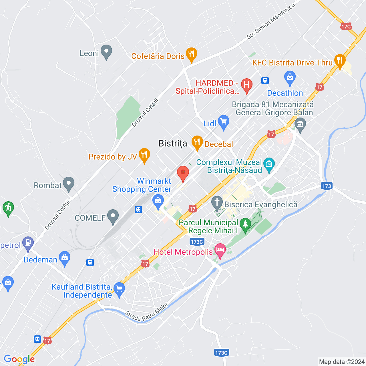 Poza harta streetview, zoom 14, adresa Bistriţa, B-dul Decebal nr. 13, , judetul